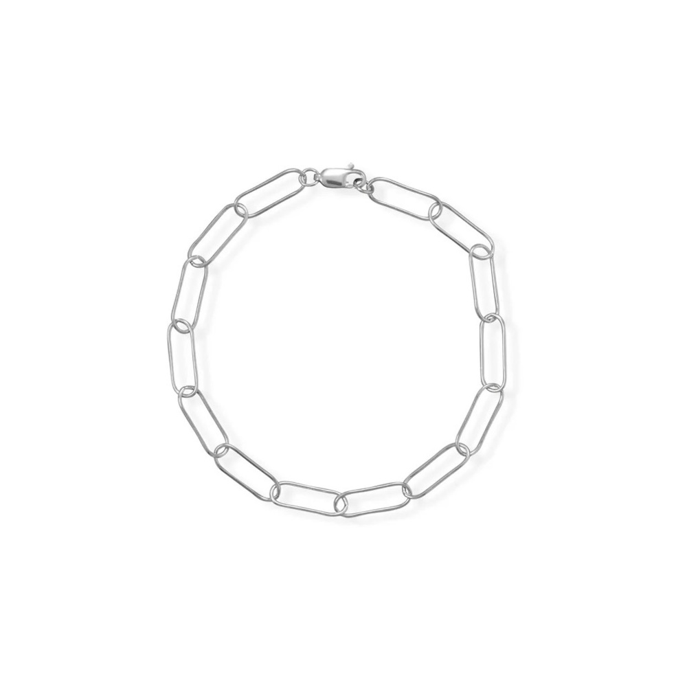 💫 8" Rhodium Plated Paperclip Bracelet